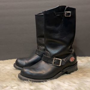Harley Davidson Engineer Motorcycle Boots Men’s Size 8.5 Vintage Black Leather